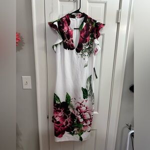 Floral White and Pink Dress